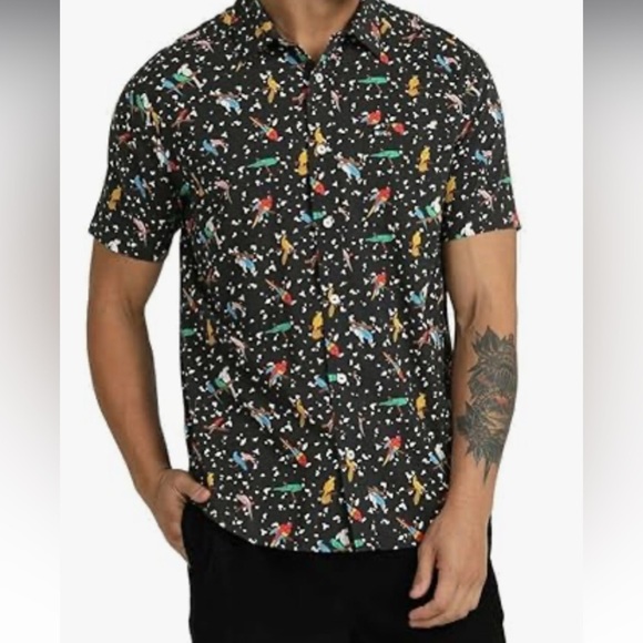 RCVA Shortsleeved Tropical ParrotsButton Down Shirt Large - Picture 3 of 7